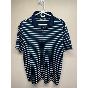 Under Armour Men's Loose Fit Heatgear Golf Polo Shirt Navy White Stripe LG